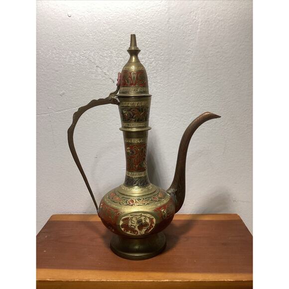 Enamel Brass Pitcher Elephant Claw Bell Made In India - Picture 2 of 11